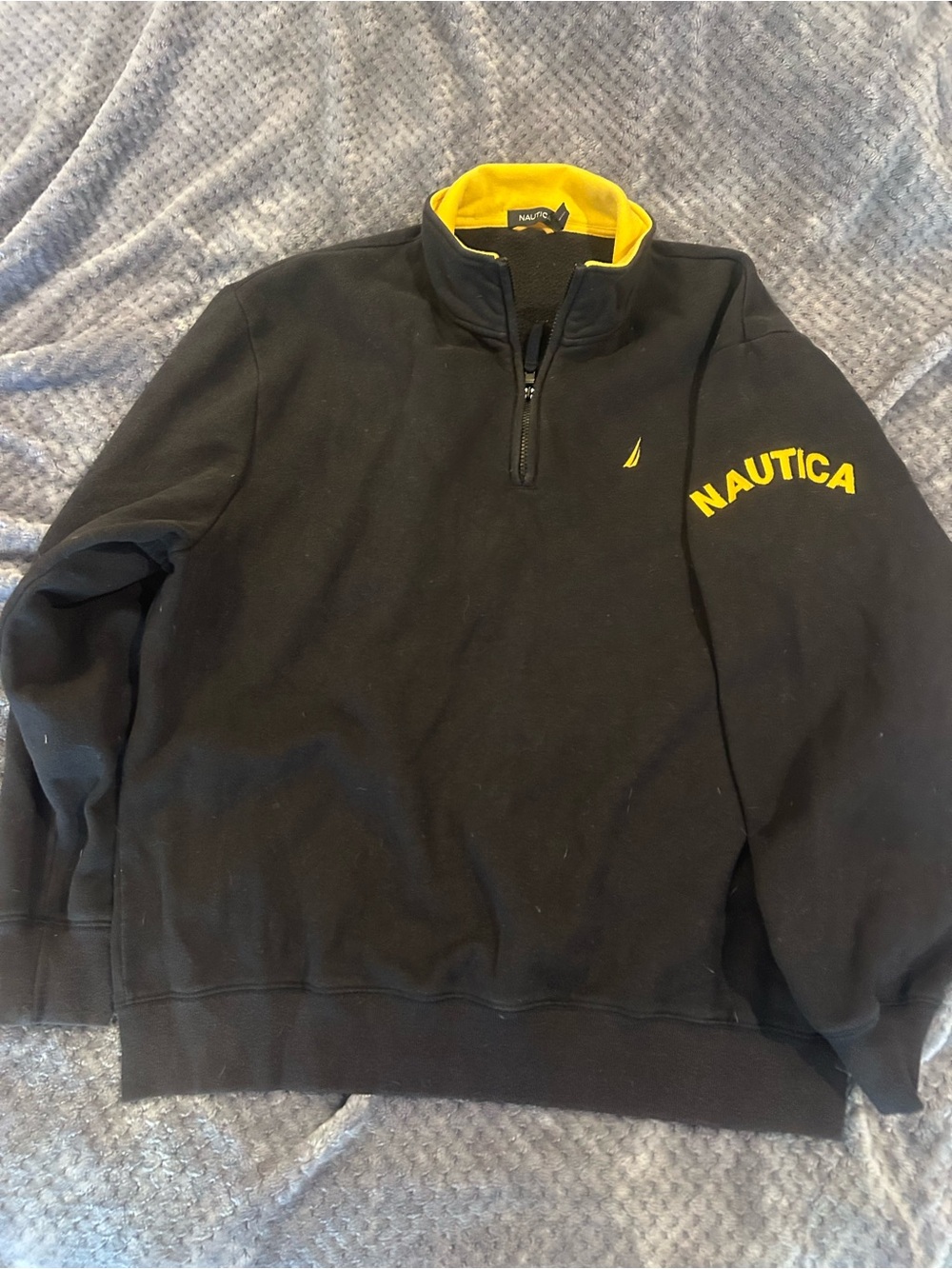 Good Condition Men’s Nautica szXL Black and Yellow 3/4 zip pullover sweatshirt